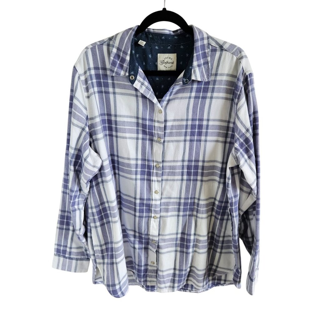 JACHS Girlfriend Woman Size XXL Flannel Shirt Shacket Western Pearl Snap Pockets